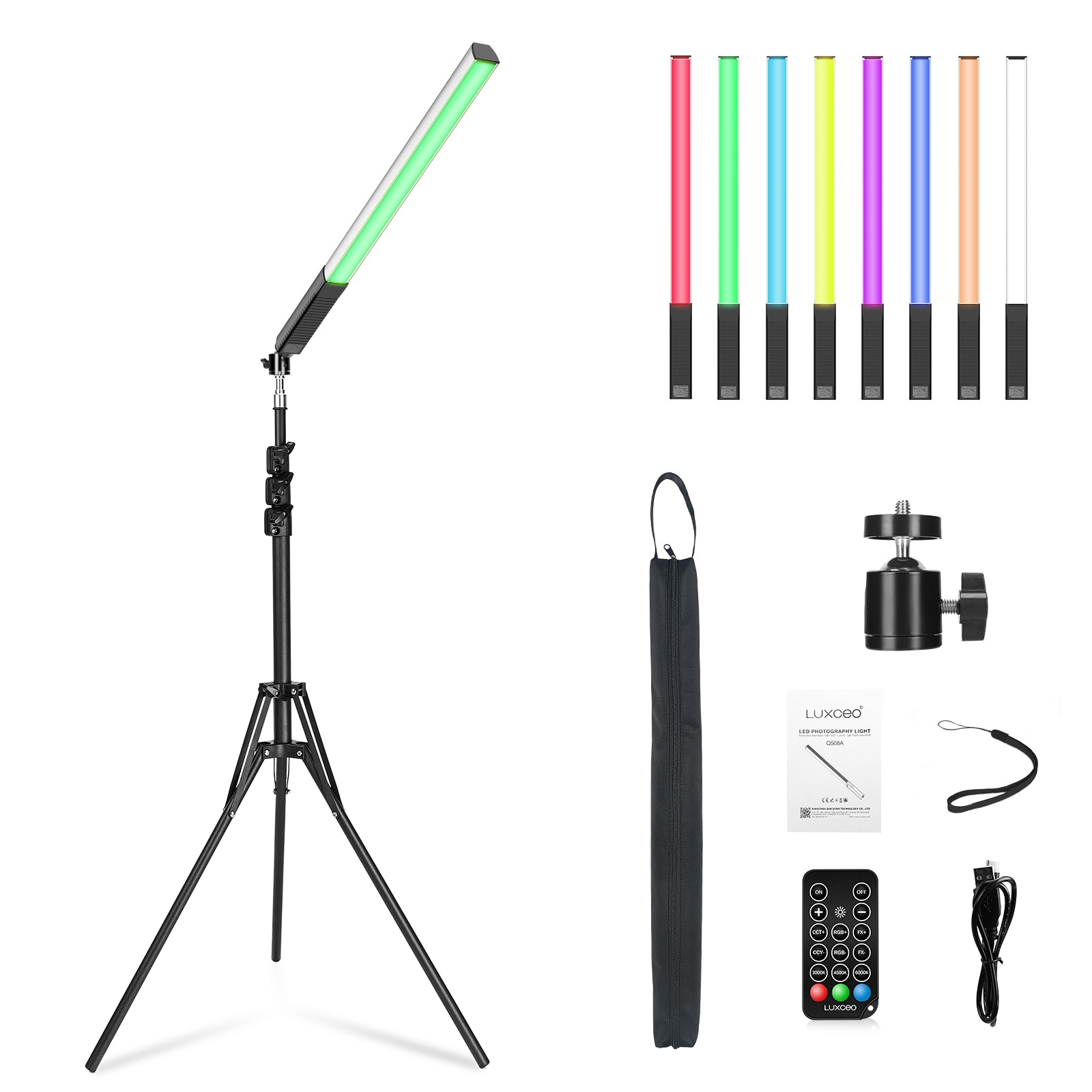 LUXCEO-Q508A LED RGB  Ʈ  , 3000K-6000K Ʃ   , Ʃ ƽ ̷α׿ ﰢ 